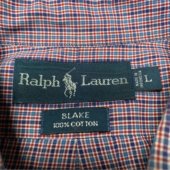 Polo Ralph Lauren Blake Shirt Mens Large Blue Red Long Sleeve Button Down VTG - Picture 8 of 12